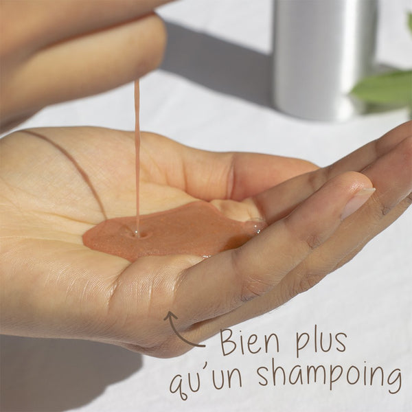 Le shampoing-soin nourrissant Biotanie pour cheveux secs ou abîmés.  Au chanvre, à la fleur d'oranger, à l’argile rose et à l’amande, pour une expérience shampoing inédite apportant hydratation et protection aux cheveux.  Innovant, ce shampoing-soin nourrissant lave les cheveux en douceur, grâce à des agents lavants naturels et doux intelligemment combinés afin de garantir une tolérance optimale.  Fabriqué en France.